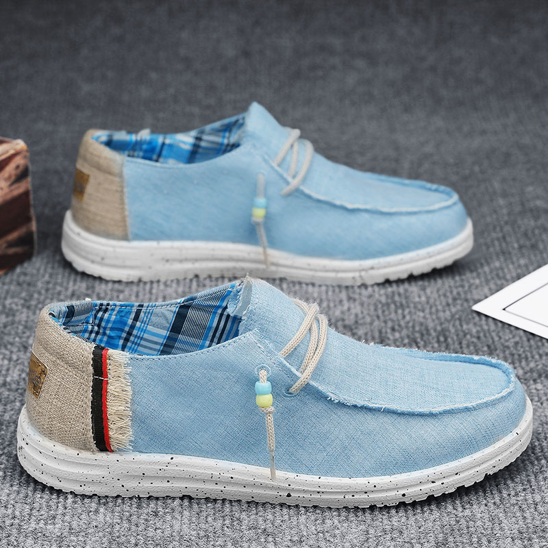 Men'S Shoes Navy Blue - أحذية بدون كعب قماشية جيدة التهوية