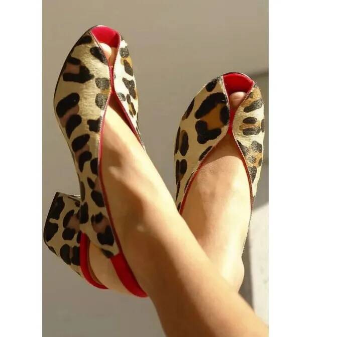 Men'S Shoes In Style - صنادل نسائية بطبعة جلد الفهد مفتوحة