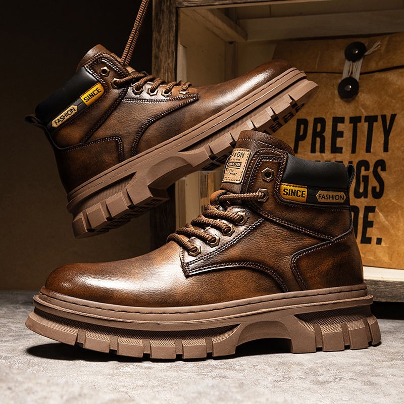 Men'S Shoes Dq - Vintage الرجال منصة حذاء من الجلد
